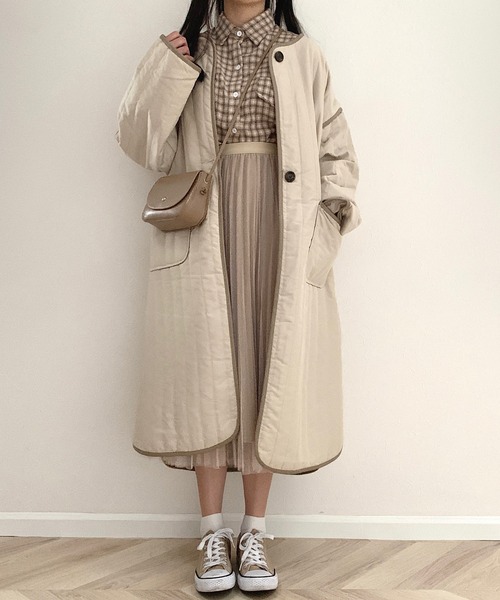 Cham.（チャム）の「ゆるだぼチェックシャツ（シャツ/ブラウス・レディース・ベージュ・FREE）」の7枚目の写真