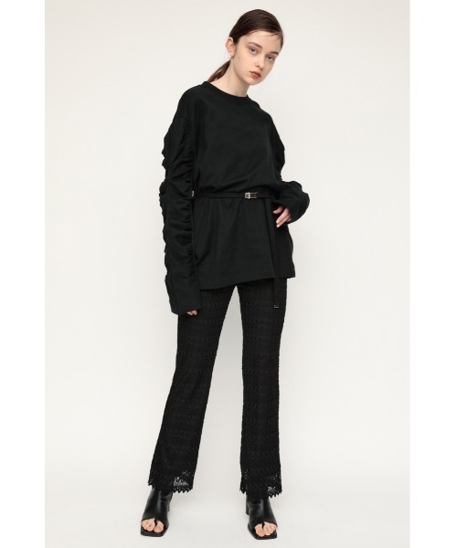 SLY(スライ)の「SCALLOP LACE FLARE PT レース フレア パンツ(スラックス・レディース・グリーン/ブラック/オフホワイト・2/1)」の3枚目の写真