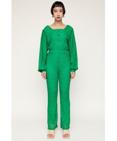 SLY(スライ)の「SCALLOP LACE FLARE PT レース フレア パンツ(スラックス・レディース・グリーン/ブラック/オフホワイト・2/1)」の14枚目の写真