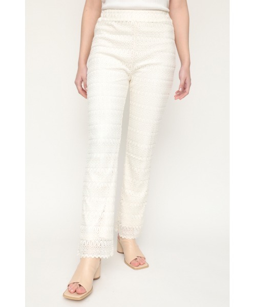 SLY(スライ)の「SCALLOP LACE FLARE PT レース フレア パンツ(スラックス・レディース・グリーン/ブラック/オフホワイト・2/1)」の5枚目の写真