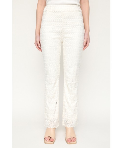 SLY(スライ)の「SCALLOP LACE FLARE PT レース フレア パンツ(スラックス・レディース・グリーン/ブラック/オフホワイト・2/1)」の6枚目の写真