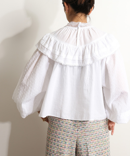 セール】IENA LA BOUCLE ドビードットレースブラウス◇（シャツ