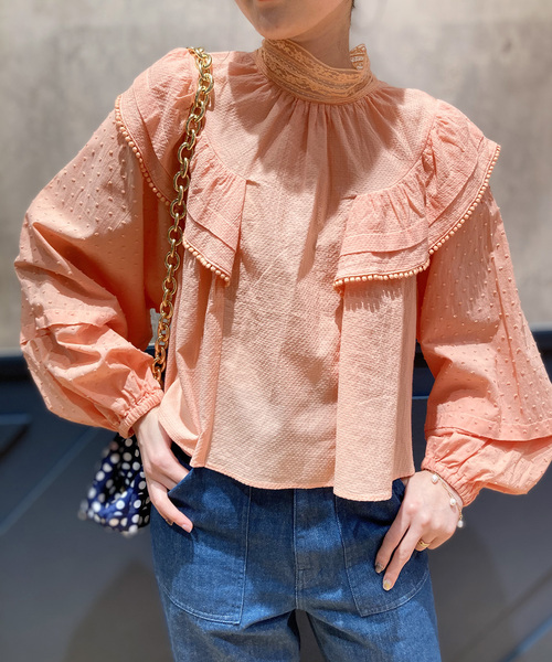 IENA LA BOUCLE(イエナラブークル)の「IENA LA BOUCLE ドビードットレースブラウス◆(シャツ/ブラウス・レディース・ピンク/ホワイト・FREE)」の14枚目の写真