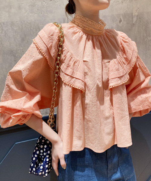 IENA LA BOUCLE(イエナラブークル)の「IENA LA BOUCLE ドビードットレースブラウス◆(シャツ/ブラウス・レディース・ピンク/ホワイト・FREE)」の10枚目の写真