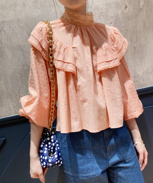 セール】IENA LA BOUCLE ドビードットレースブラウス◇（シャツ
