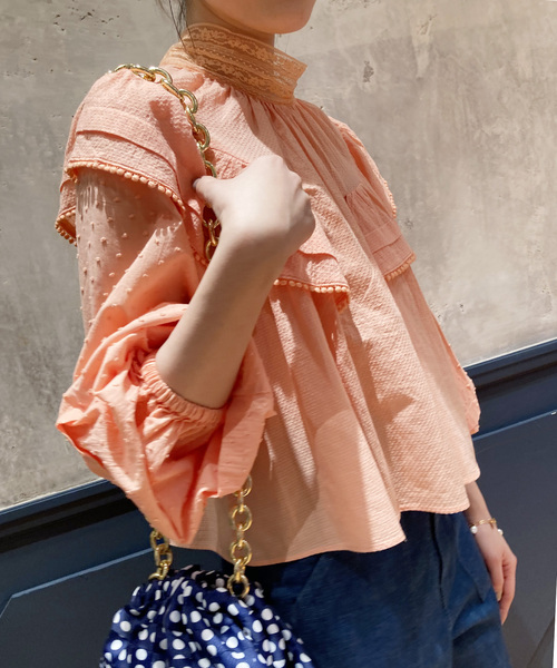 IENA LA BOUCLE(イエナラブークル)の「IENA LA BOUCLE ドビードットレースブラウス◆(シャツ/ブラウス・レディース・ピンク/ホワイト・FREE)」の8枚目の写真