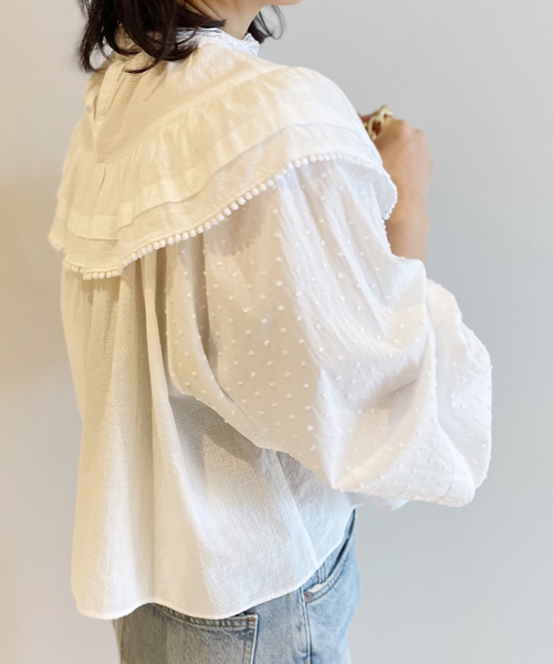IENA LA BOUCLE(イエナラブークル)の「IENA LA BOUCLE ドビードットレースブラウス◆(シャツ/ブラウス・レディース・ピンク/ホワイト・FREE)」の5枚目の写真