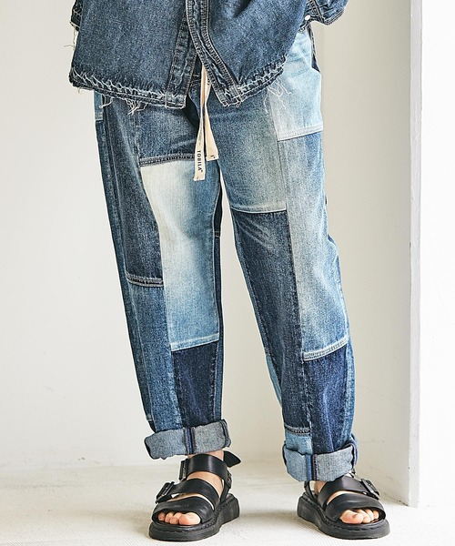 TOBILA(トビラ)の「11.25ozミックスデニムテーパードパンツユニセックス(デニムパンツ・レディース・インディゴブルー・M/L)」の1枚目の写真