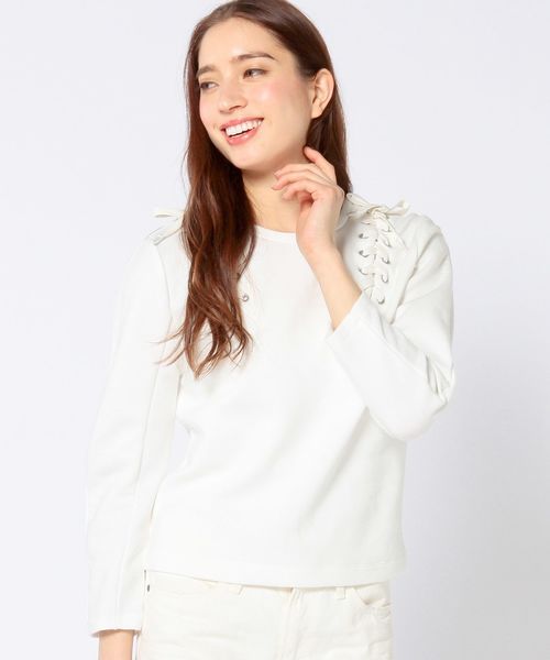 Another Edition（アナザーエディション）の「レースアッププルオーバー/AEBC レースUP PO◆（Tシャツ/カットソー・レディース・ホワイト/グレー/ベージュ・フリー）」の4枚目の写真