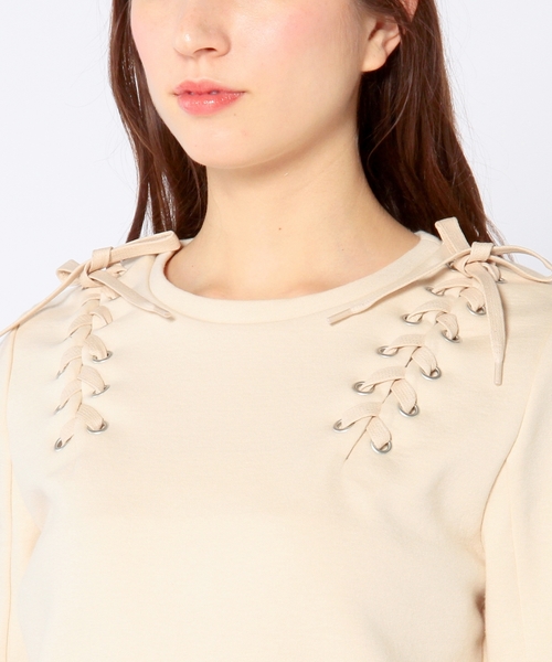 Another Edition（アナザーエディション）の「レースアッププルオーバー/AEBC レースUP PO◆（Tシャツ/カットソー・レディース・ホワイト/グレー/ベージュ・フリー）」の8枚目の写真