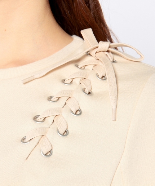 Another Edition（アナザーエディション）の「レースアッププルオーバー/AEBC レースUP PO◆（Tシャツ/カットソー・レディース・ホワイト/グレー/ベージュ・フリー）」の10枚目の写真