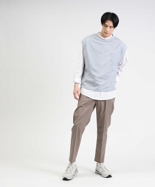 BACK NUMBER（バックナンバー）の「【BACK NUMBER】シャツベストレイヤード（ベスト・メンズ・ライトベージュ/ケリー/ブルー・M/XL/L）」の13枚目の写真