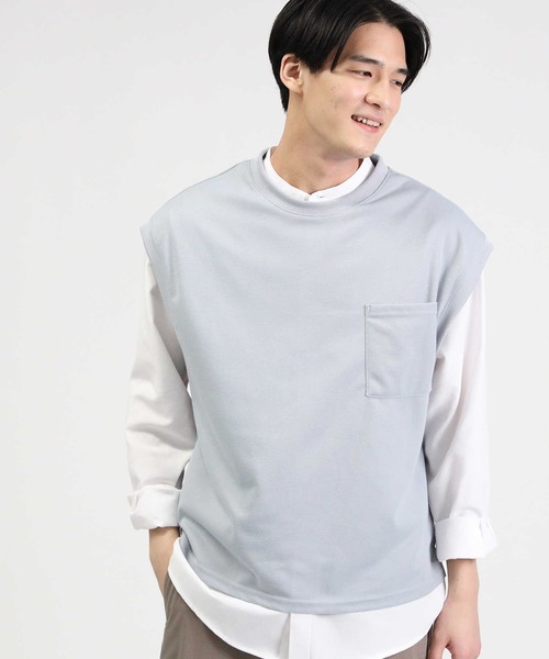 BACK NUMBER（バックナンバー）の「【BACK NUMBER】シャツベストレイヤード（ベスト・メンズ・ライトベージュ/ケリー/ブルー・M/XL/L）」の14枚目の写真