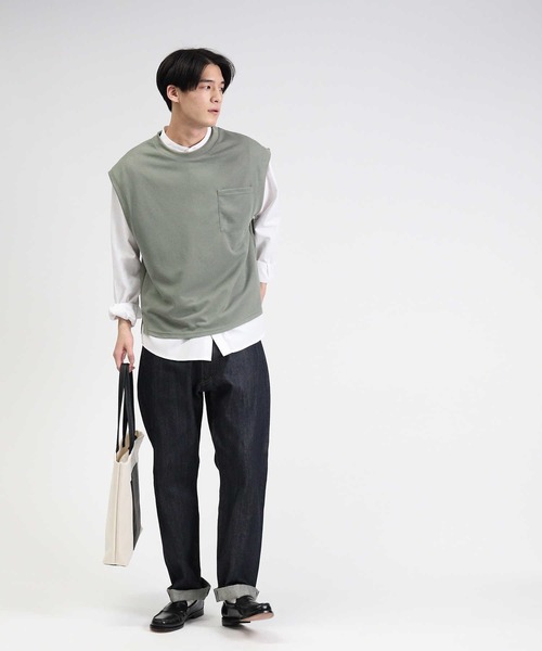 BACK NUMBER（バックナンバー）の「【BACK NUMBER】シャツベストレイヤード（ベスト・メンズ・ライトベージュ/ケリー/ブルー・M/XL/L）」の10枚目の写真