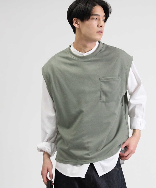 BACK NUMBER（バックナンバー）の「【BACK NUMBER】シャツベストレイヤード（ベスト・メンズ・ライトベージュ/ケリー/ブルー・M/XL/L）」の12枚目の写真