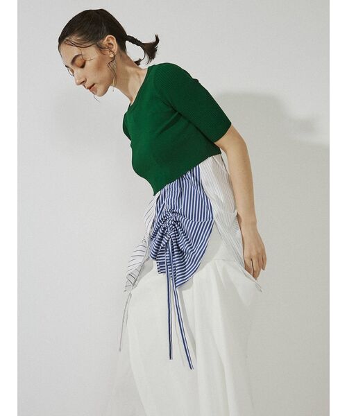 UN3D.（アンスリード）の「ハーフスリーブショートニットトップ（ニット/セーター・レディース・ブラック/グリーン/ブルー/ベージュ・FREE）」の7枚目の写真