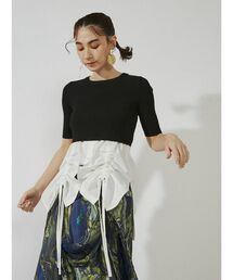 UN3D. | ハーフスリーブショートニットトップ(ニット/セーター)