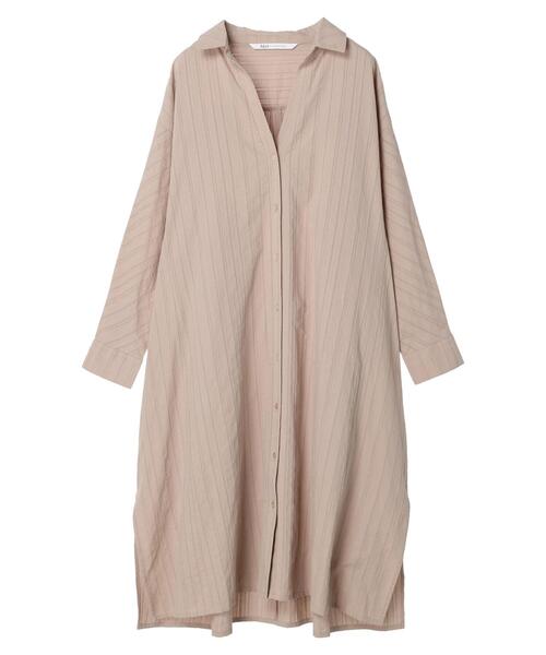エディットバイイェッカヴェッカ　バイカラーシャツワンピース　ベージュ イェッカ ヴェッカ YECCA VECCA バイカラーシャツワンピース1