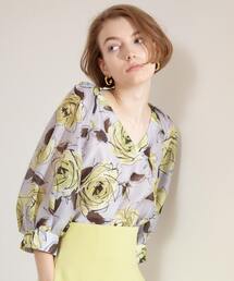 Tiara | ローズプリント ボリュームスリーブブラウス(シャツ/ブラウス)