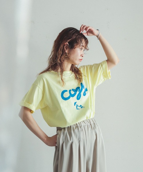 「FIL DE FER」 半袖Tシャツ FREE グリーン レディース FIL DE FER tシャツ tune up プリント クルーネックTEE