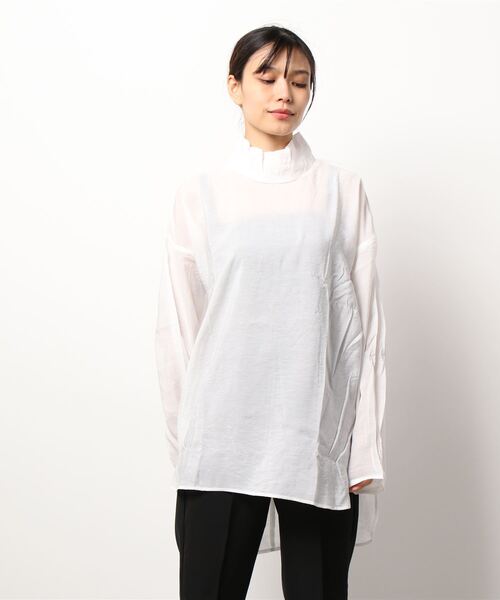 STYLEBLOCK（スタイルブロック）の「深Vネックニットベスト×シアーブラウスセット（シャツ/ブラウス・レディース・ホワイト系その他/ブラック/アイボリー・M）」の6枚目の写真