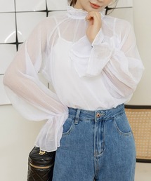 シースルー」に該当するレディースのトップス（フリル）ファッション