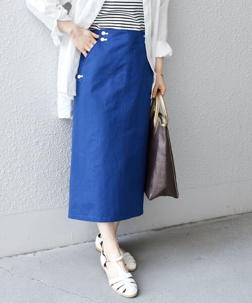 SHIPS any（シップス エニィ）の「SHIPS any:〈ウォッシャブル〉フロントボタン タイト スカート◇（スカート・レディース・カーキ/ブルー・38/36）」の22枚目の写真