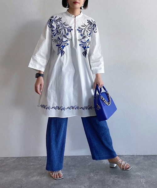 PAGEBOY(ページボーイ)の「エンブロイダリーワンピース(チュニック・レディース・オフホワイト/ブラック・FREE)」の4枚目の写真