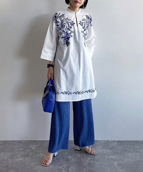 PAGEBOY(ページボーイ)の「エンブロイダリーワンピース(チュニック・レディース・オフホワイト/ブラック・FREE)」の5枚目の写真