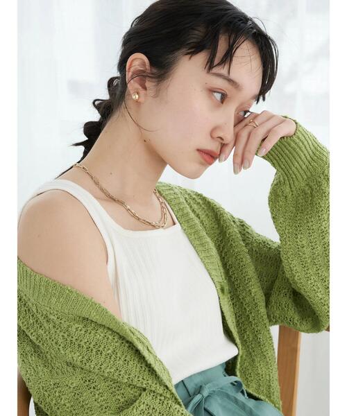 earth music&ecology（アースミュージックアンドエコロジー）の「ランダムリブ2wayタンクトップ（タンクトップ・レディース・ライトグレー/ブラック/ライトベージュ/オフホワイト・S/M）」の5枚目の写真