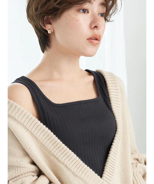 earth music&ecology（アースミュージックアンドエコロジー）の「ランダムリブ2wayタンクトップ（タンクトップ・レディース・ライトグレー/ブラック/ライトベージュ/オフホワイト・S/M）」の11枚目の写真