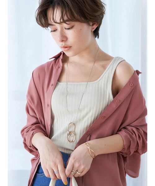 earth music&ecology（アースミュージックアンドエコロジー）の「ランダムリブ2wayタンクトップ（タンクトップ・レディース・ライトグレー/ブラック/ライトベージュ/オフホワイト・S/M）」の19枚目の写真