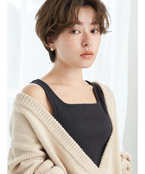 earth music&ecology（アースミュージックアンドエコロジー）の「ランダムリブ2wayタンクトップ（タンクトップ・レディース・ライトグレー/ブラック/ライトベージュ/オフホワイト・S/M）」の12枚目の写真