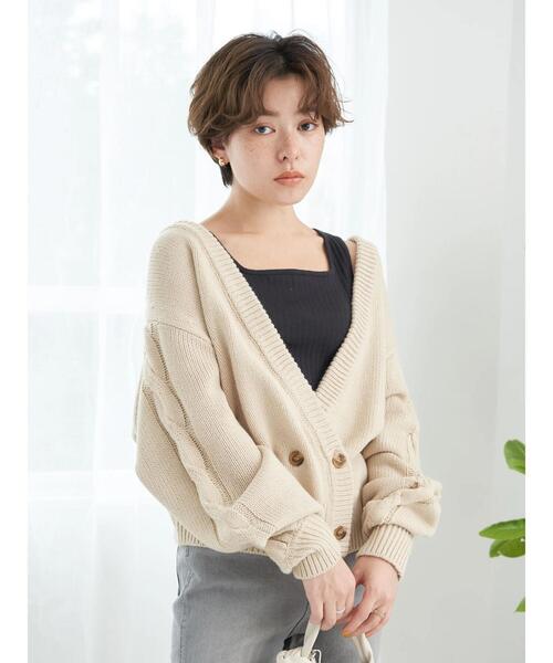 earth music&ecology（アースミュージックアンドエコロジー）の「ランダムリブ2wayタンクトップ（タンクトップ・レディース・ライトグレー/ブラック/ライトベージュ/オフホワイト・S/M）」の13枚目の写真