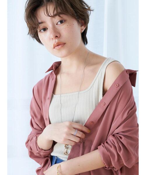 earth music&ecology（アースミュージックアンドエコロジー）の「ランダムリブ2wayタンクトップ（タンクトップ・レディース・ライトグレー/ブラック/ライトベージュ/オフホワイト・S/M）」の21枚目の写真