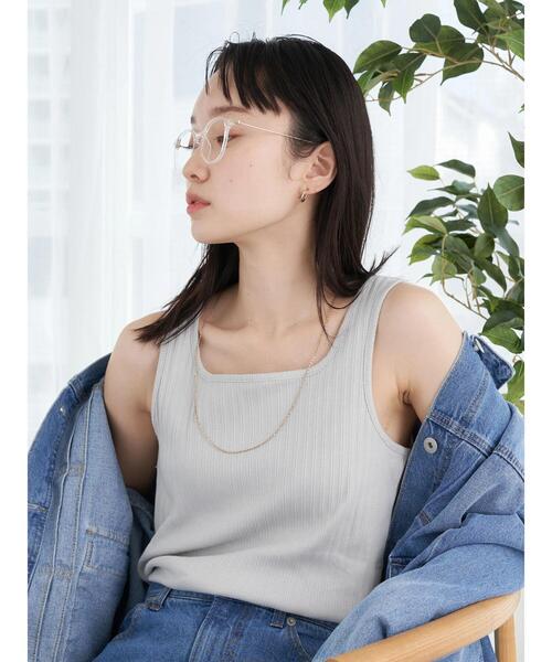 earth music&ecology（アースミュージックアンドエコロジー）の「ランダムリブ2wayタンクトップ（タンクトップ・レディース・ライトグレー/ブラック/ライトベージュ/オフホワイト・S/M）」の17枚目の写真