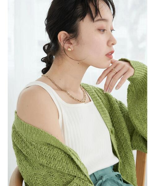 earth music&ecology（アースミュージックアンドエコロジー）の「ランダムリブ2wayタンクトップ（タンクトップ・レディース・ライトグレー/ブラック/ライトベージュ/オフホワイト・S/M）」の6枚目の写真