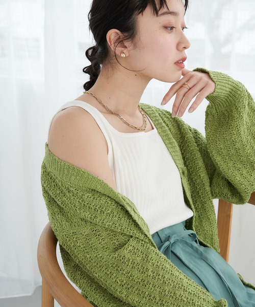 earth music&ecology（アースミュージックアンドエコロジー）の「ランダムリブ2wayタンクトップ（タンクトップ・レディース・ライトグレー/ブラック/ライトベージュ/オフホワイト・S/M）」の2枚目の写真