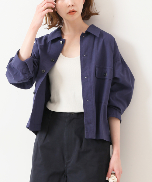 SLOBE IENA(スローブイエナ)の「ヴィンテージブロードミリタリーブルゾン◆(ミリタリージャケット・レディース・ネイビー/ナチュラル・FREE)」の21枚目の写真