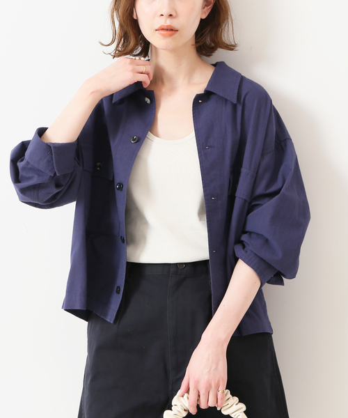 SLOBE IENA(スローブイエナ)の「ヴィンテージブロードミリタリーブルゾン◆(ミリタリージャケット・レディース・ネイビー/ナチュラル・FREE)」の22枚目の写真