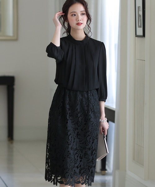 セール ドレス レース切替パーティードレス大きいサイズミモレ丈 袖あり結婚式フォーマル ドレス ワンピース ドレス Pourvous プールヴー のドレス レース切替パーティードレス大きいサイズミモレ丈 袖あり結婚式フォーマル をセール価格で購入でき