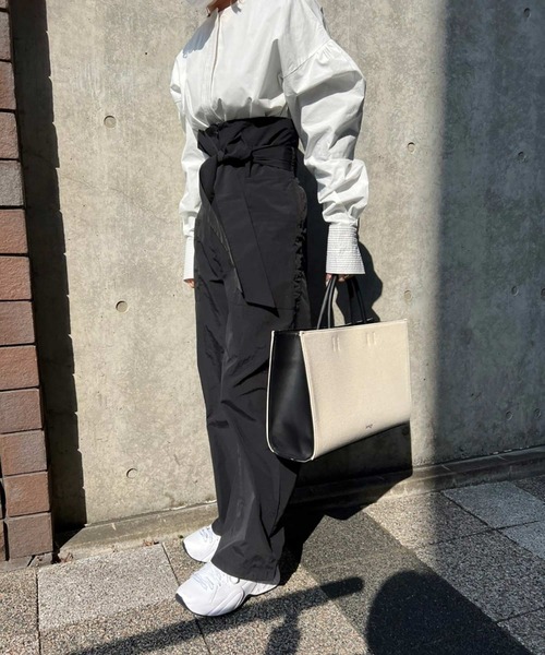 lawgy（ラウジー）の「high waist ribbon pants（その他パンツ・レディース・ブラック/アイボリー/パープル系・FREE）」の9枚目の写真