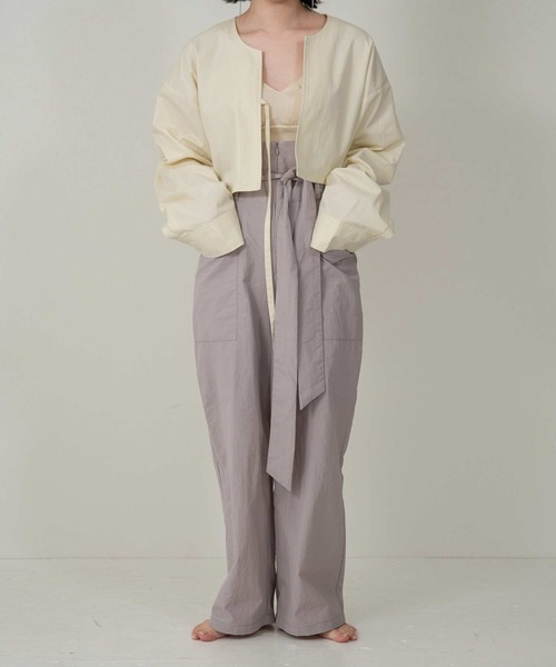 lawgy（ラウジー）の「high waist ribbon pants（その他パンツ・レディース・ブラック/アイボリー/パープル系・FREE）」の5枚目の写真