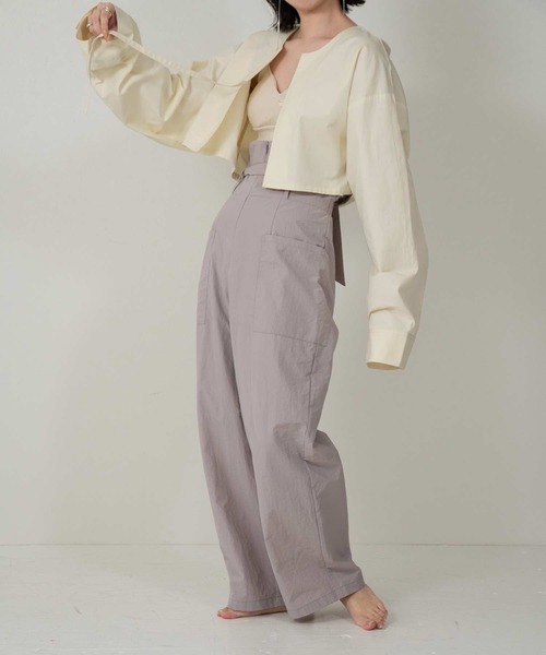 lawgy（ラウジー）の「high waist ribbon pants（その他パンツ・レディース・ブラック/アイボリー/パープル系・FREE）」の6枚目の写真