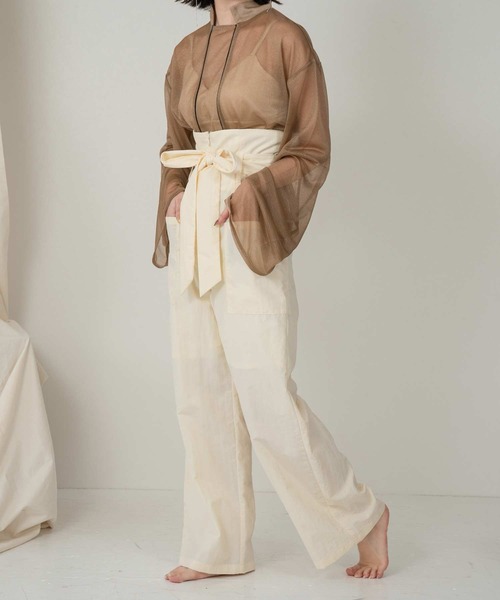 lawgy（ラウジー）の「high waist ribbon pants（その他パンツ・レディース・ブラック/アイボリー/パープル系・FREE）」の11枚目の写真