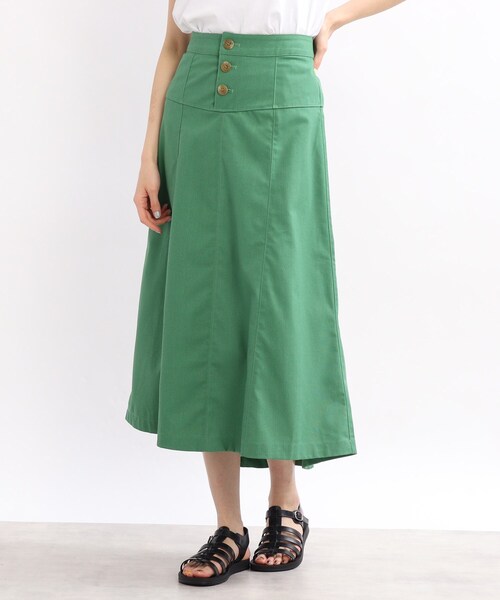 SHOO・LA・RUE（シューラルー）の「◆前ボタン切り替えAラインスカート（スカート・レディース・チャコールグレー/グリーン/ピンク系・02/03/04）」の4枚目の写真