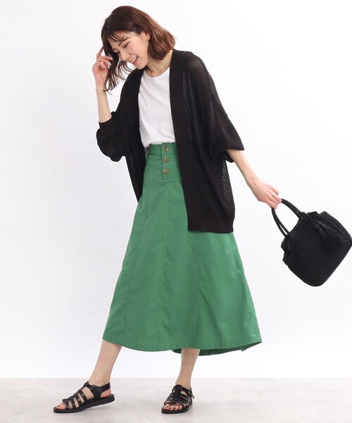 SHOO・LA・RUE（シューラルー）の「◆前ボタン切り替えAラインスカート（スカート・レディース・チャコールグレー/グリーン/ピンク系・02/03/04）」の14枚目の写真