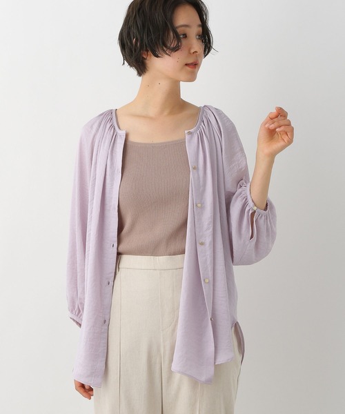 LEPSIM（レプシィム）の「2WAYギャザーブラウス　273844（シャツ/ブラウス・レディース・カーキ/ライトピンク/オフホワイト/ネイビー・FREE）」の4枚目の写真