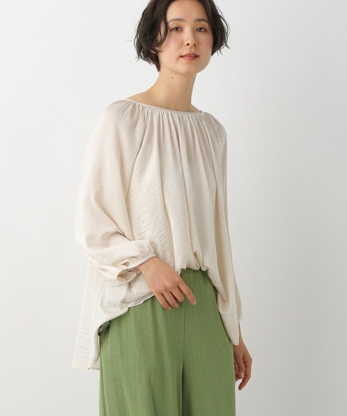 LEPSIM（レプシィム）の「2WAYギャザーブラウス　273844（シャツ/ブラウス・レディース・カーキ/ライトピンク/オフホワイト/ネイビー・FREE）」の3枚目の写真