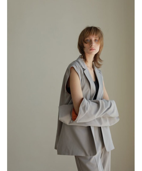 AMAIL(アマイル)の「2way mushroom Jacket(テーラードジャケット・レディース・グレー/グリーン・FREE)」の12枚目の写真